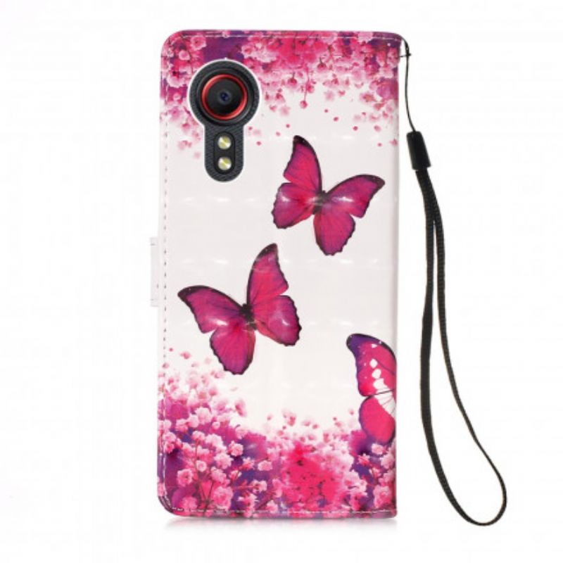 Flip Kotelot Samsung Galaxy Xcover 5 Red Butterflies