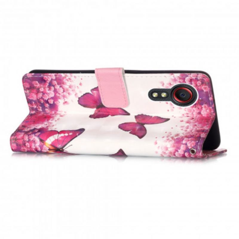 Flip Kotelot Samsung Galaxy Xcover 5 Red Butterflies