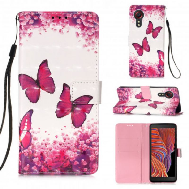 Flip Kotelot Samsung Galaxy Xcover 5 Red Butterflies