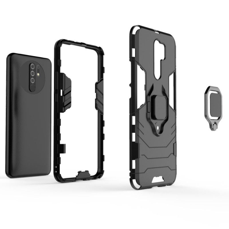 Case Kuoret Xiaomi Redmi 9 Punainen Musta Puhelinkuoret Kestävä Rengas