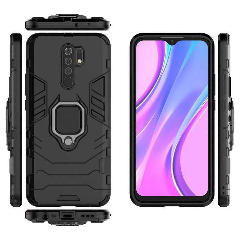 Case Kuoret Xiaomi Redmi 9 Punainen Musta Puhelinkuoret Kestävä Rengas