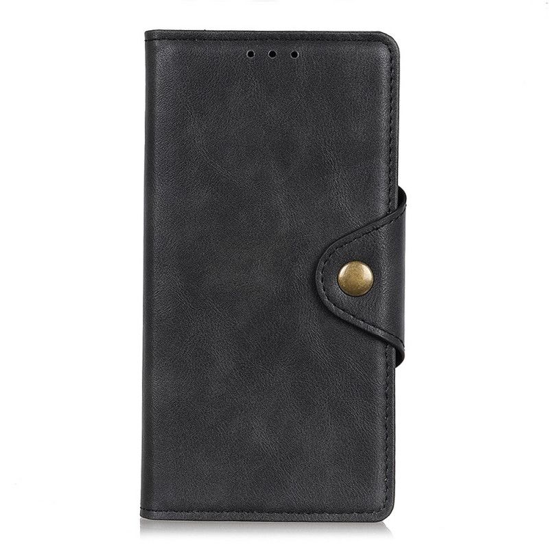 Flip Case Xiaomi Redmi 9 Punainen Musta Vintage Nahkaa Ja Nappia