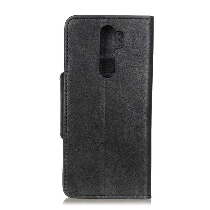 Flip Case Xiaomi Redmi 9 Punainen Musta Vintage Nahkaa Ja Nappia