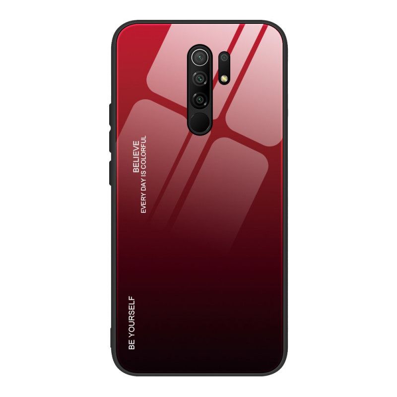 Kuori Xiaomi Redmi 9 Magenta Punainen Ole Itse Karkaistu Lasi