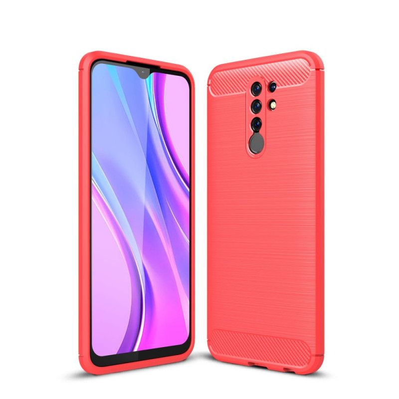 Kuori Xiaomi Redmi 9 Punainen Musta Harjattu Hiilikuitu