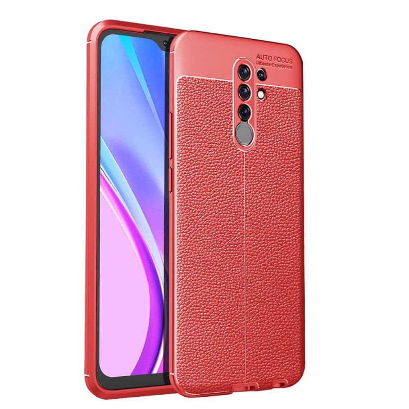 Kuori Xiaomi Redmi 9 Punainen Musta Kaksilinjainen Litsi Nahkainen Vaikutus