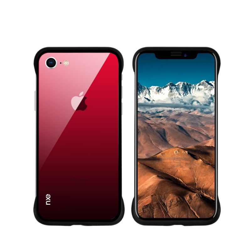 Kuori iPhone 7 / 8 / SE 2 Turkoosi Punainen Nxe Karkaistun Lasin Värit Suojakuori