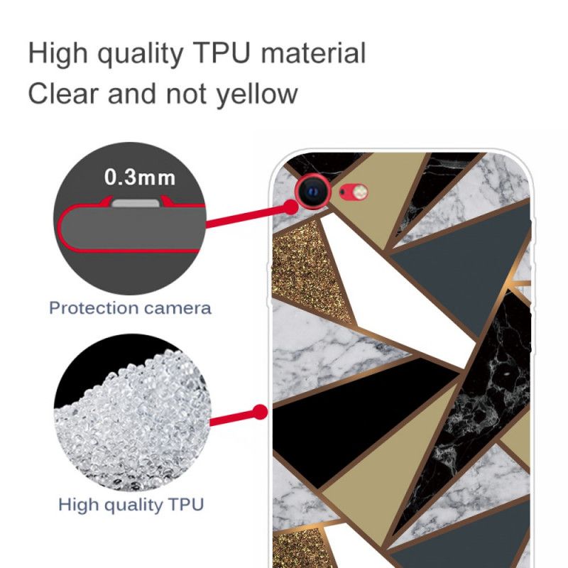 Kuori iPhone 7 / 8 / SE 2 Valkoinen Musta Geometrinen Marmori