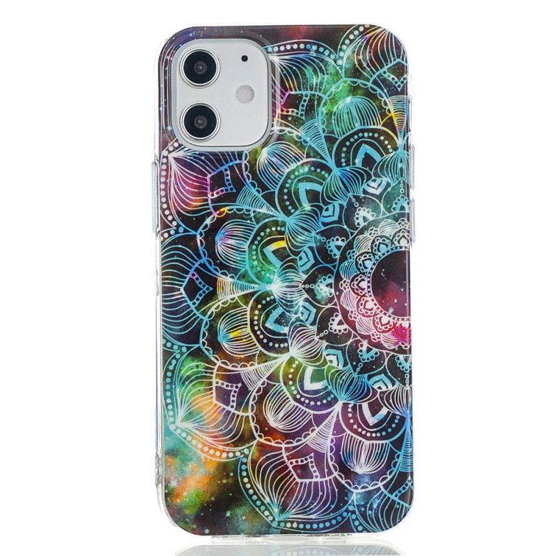 Case Kuoret iPhone 12 Mini Tummanpunainen Musta Puhelinkuoret Fluoresoiva Kukka-Sarja