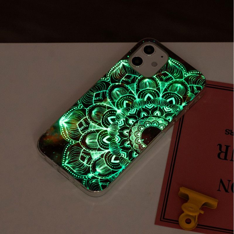 Case Kuoret iPhone 12 Mini Tummanpunainen Musta Puhelinkuoret Fluoresoiva Kukka-Sarja