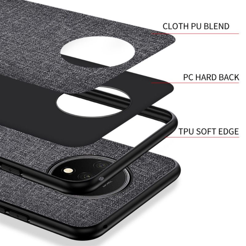 Case Kuoret OnePlus 7T Harmaa Musta Puhelinkuoret Kankaan Rakenne