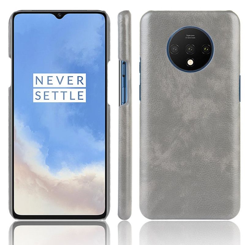 Case Kuoret OnePlus 7T Harmaa Musta Puhelinkuoret Suorituskykyinen Litsi Nahkainen Vaikutus