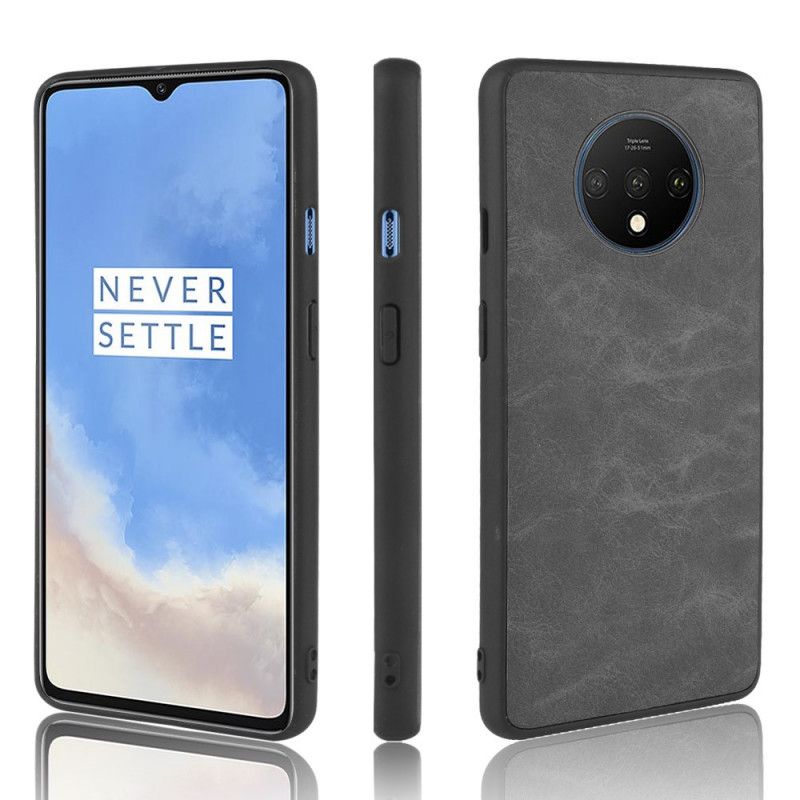 Case Kuoret OnePlus 7T Tummansininen Harmaa Puhelinkuoret Ensiluokkainen Nahkaefekti