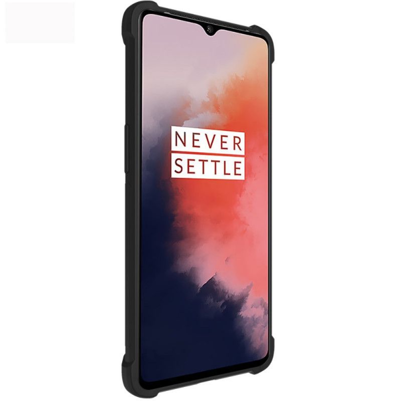 Kuori OnePlus 7T Harmaa Musta Taipuisa Silikoni Imak-Seulakalvolla