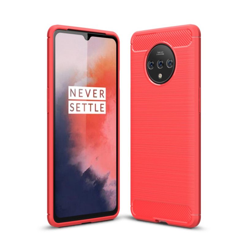 Kuori OnePlus 7T Punainen Musta Harjattu Hiilikuitu Suojakuori