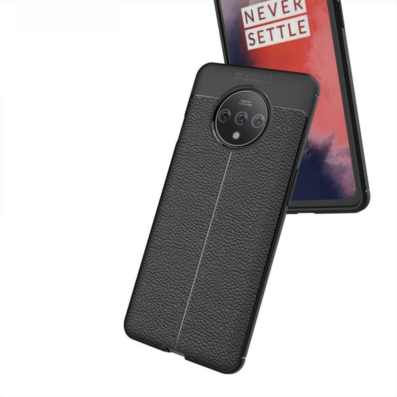 Kuori OnePlus 7T Punainen Musta Kaksilinjainen Litsi Nahkainen Vaikutus