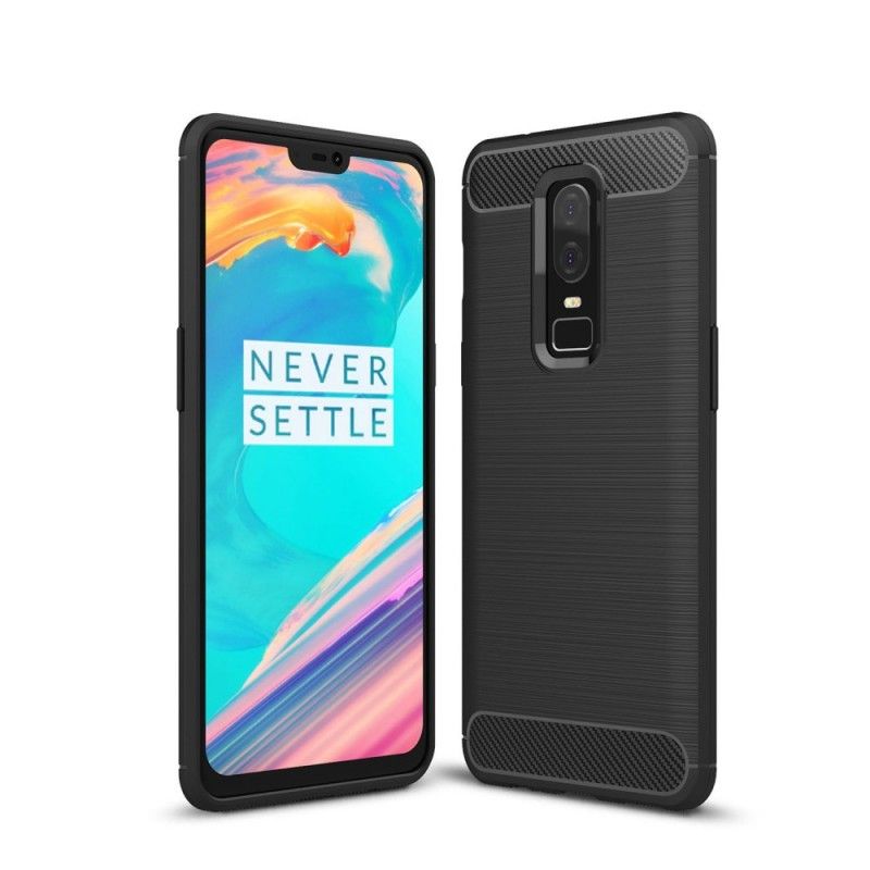 Kuori OnePlus 6 Harmaa Musta Harjattu Hiilikuitu