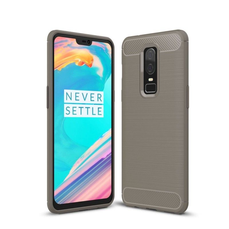 Kuori OnePlus 6 Harmaa Musta Harjattu Hiilikuitu