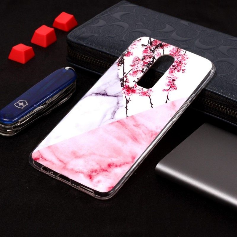 Kuori OnePlus 6 Marmoroitu Luumu Kukkii