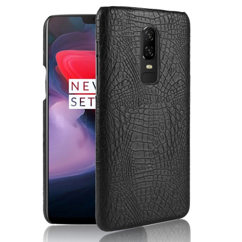 Kuori OnePlus 6 Punainen Musta Krokotiilin Ihovaikutus Suojakuori