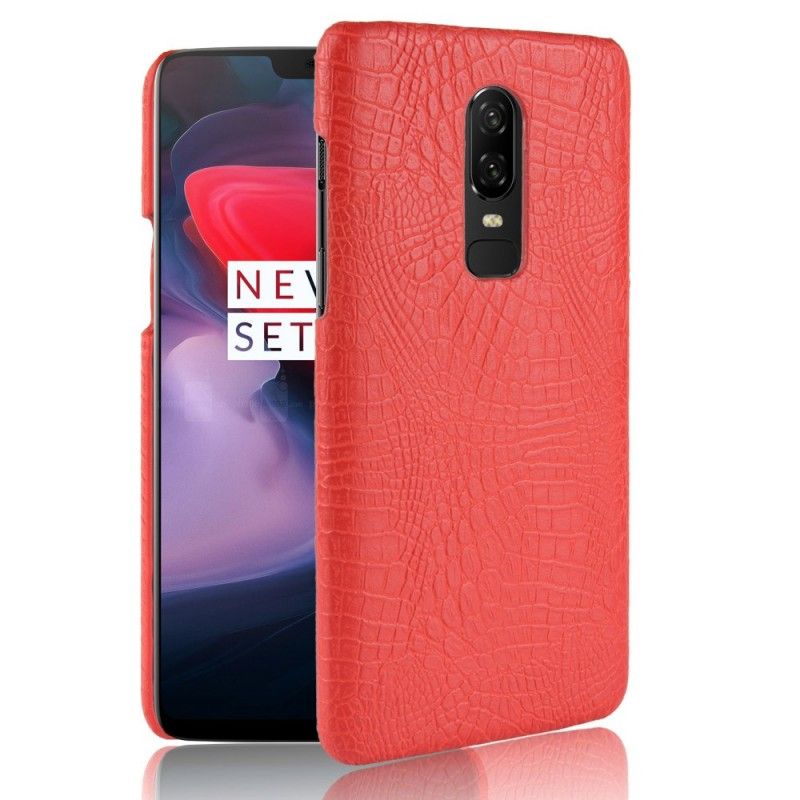 Kuori OnePlus 6 Punainen Musta Krokotiilin Ihovaikutus Suojakuori