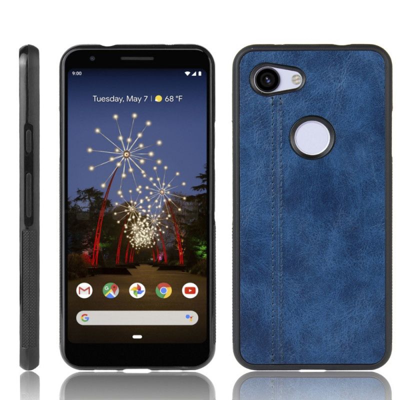 Case Kuoret Google Pixel 3A XL Punainen Musta Puhelinkuoret Ommeltu Nahkaefekti