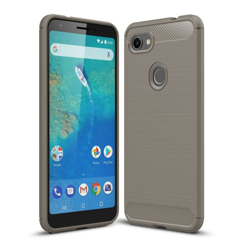 Kuori Google Pixel 3A XL Punainen Musta Harjattu Hiilikuitu