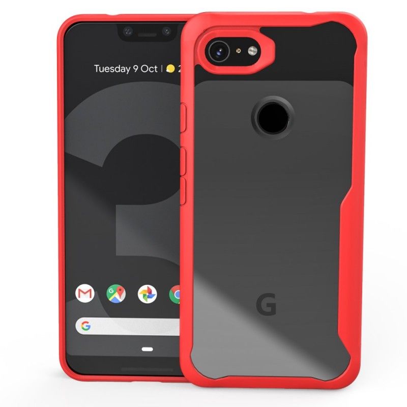 Kuori Google Pixel 3A XL Punainen Musta Viistetty Reuna-Hybridi Suojakuori