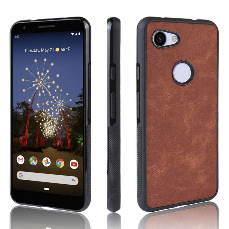 Kuori Google Pixel 3A XL Ruskea Tummansininen Vintage-Tyylinen Nahkaefekti Suojakuori