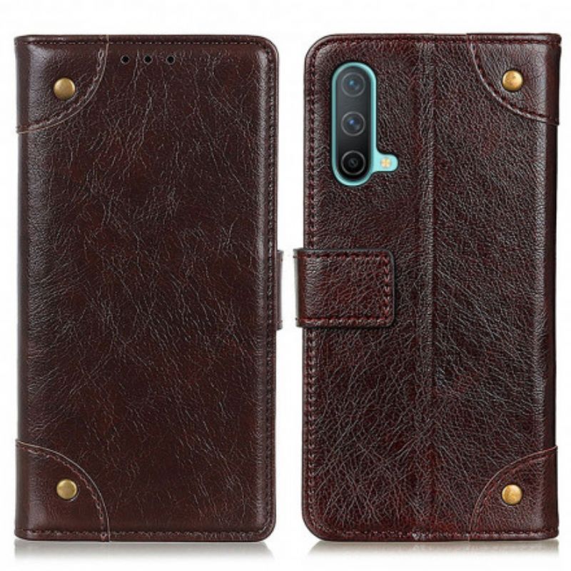 Flip Kotelot Oneplus Nord Ce 5g Style Nappa Leather Vintage Niitit Suojakuori