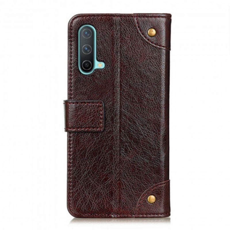 Flip Kotelot Oneplus Nord Ce 5g Style Nappa Leather Vintage Niitit Suojakuori