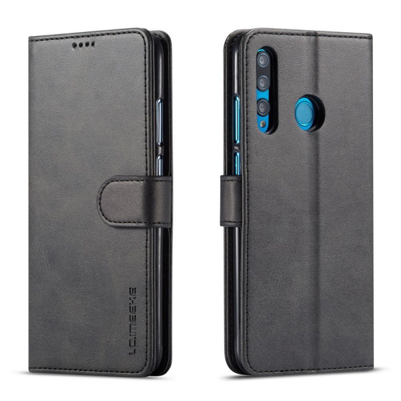 Flip Case Huawei P Smart Plus 2019 Harmaa Musta Lc.Imeeke Nahkaefekti