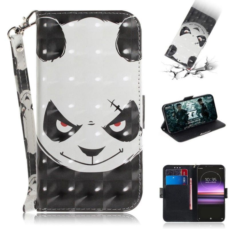 Flip Case Sony Xperia 1 Vihainen Panda Tangalla