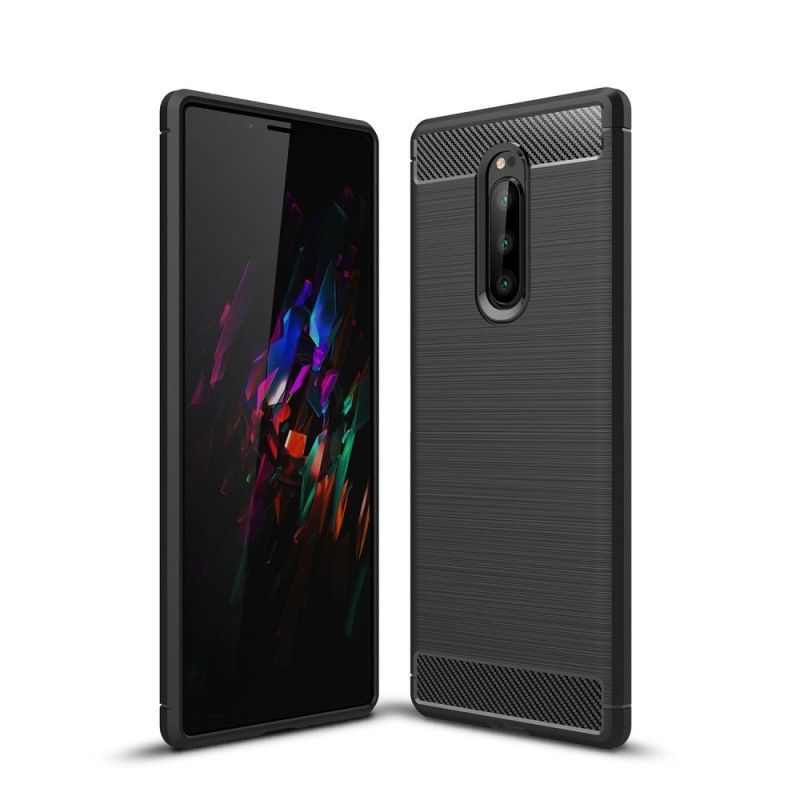 Kuori Sony Xperia 1 Harmaa Musta Harjattu Hiilikuitu Suojakuori