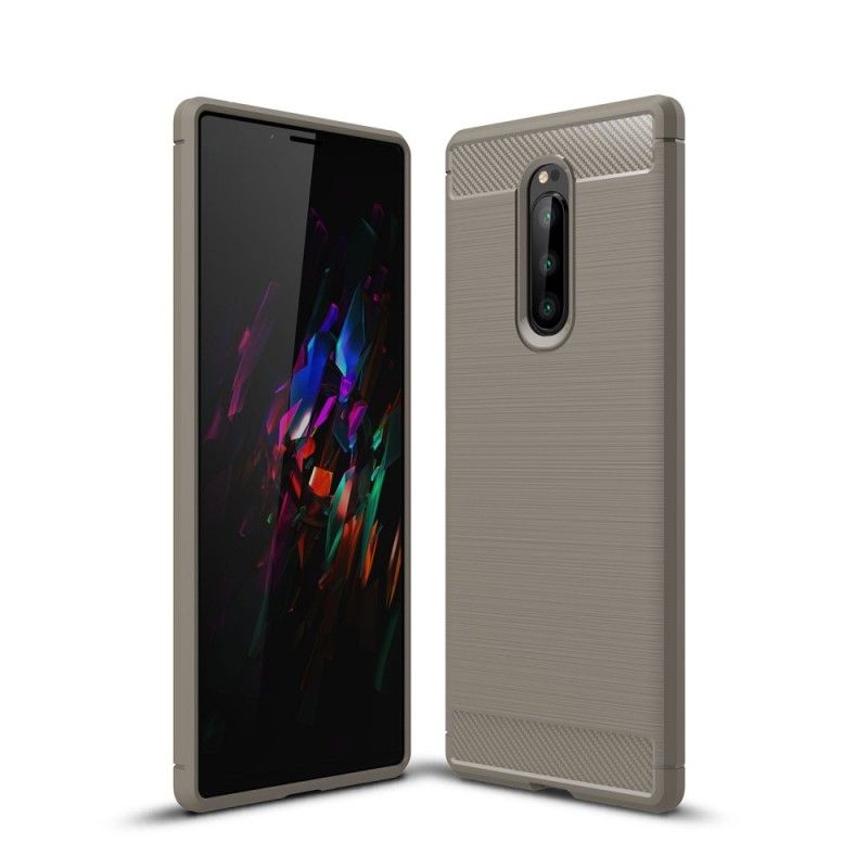 Kuori Sony Xperia 1 Harmaa Musta Harjattu Hiilikuitu Suojakuori