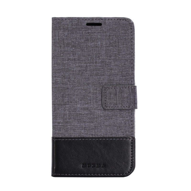 Flip Case Xiaomi Redmi Note 5 Harmaa Musta Muxma-Kangas Ja Nahka