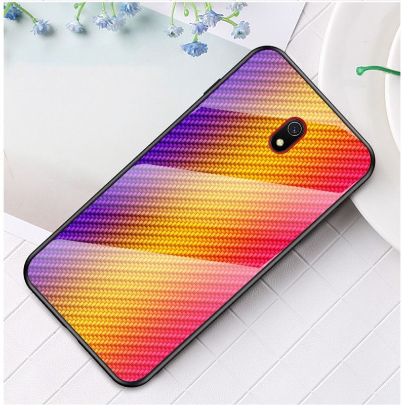 Case Kuoret Xiaomi Redmi 8A Magenta Musta Puhelinkuoret Karkaistua Hiilikuitua