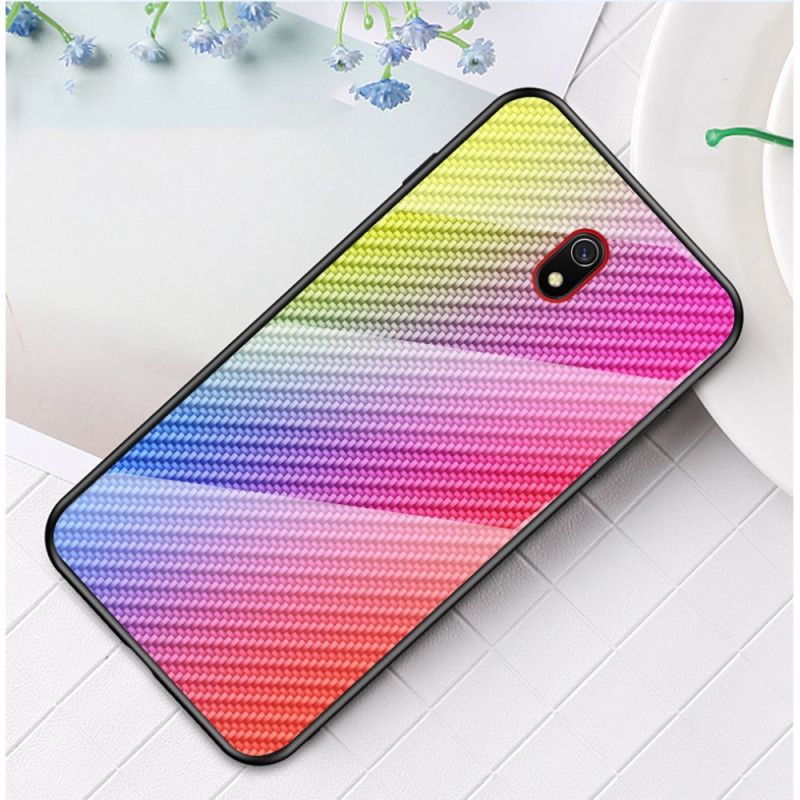 Case Kuoret Xiaomi Redmi 8A Magenta Musta Puhelinkuoret Karkaistua Hiilikuitua