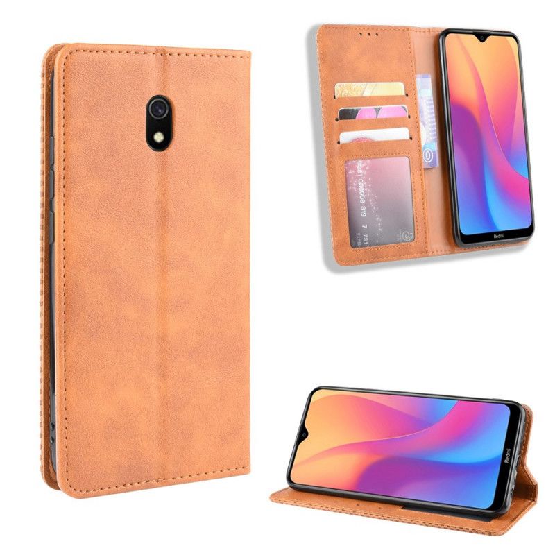 Flip Kotelot Xiaomi Redmi 8A Punainen Musta Tyylitelty Vintage-Nahkaefekti