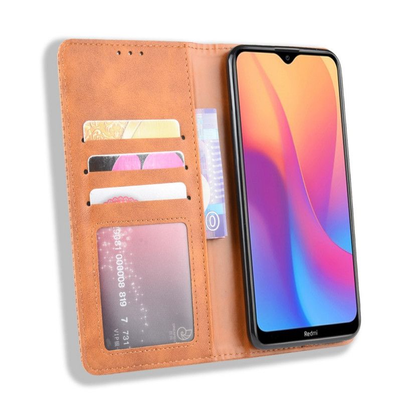 Flip Kotelot Xiaomi Redmi 8A Punainen Musta Tyylitelty Vintage-Nahkaefekti