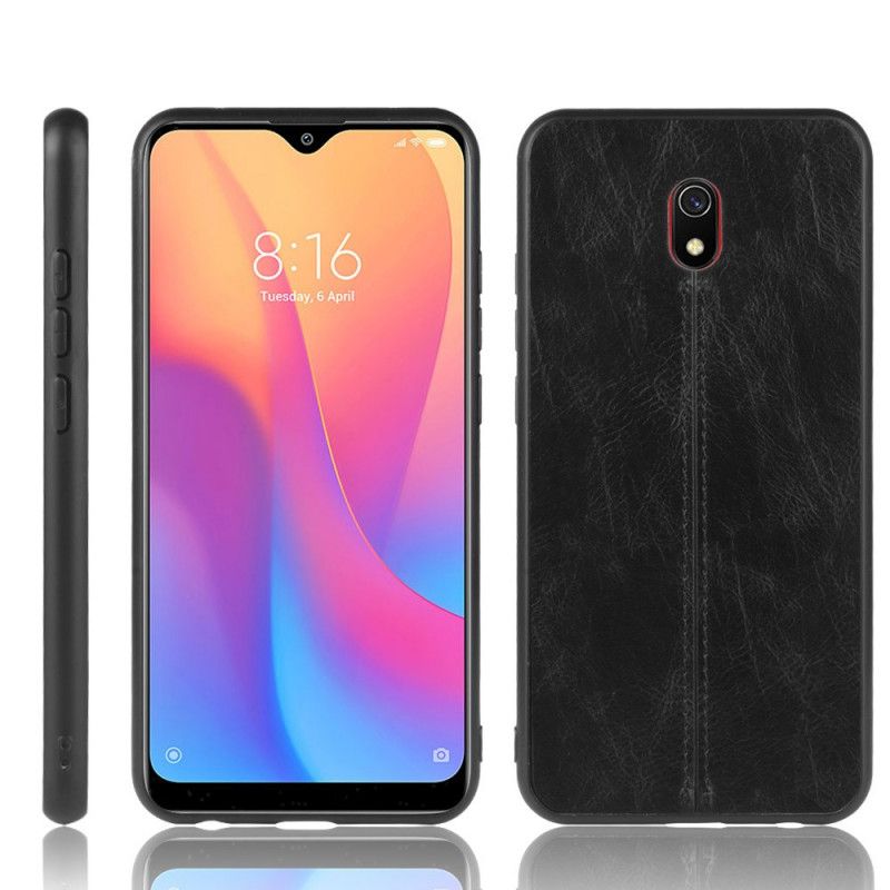 Kuori Xiaomi Redmi 8A Punainen Musta Ommeltu Nahkaefekti