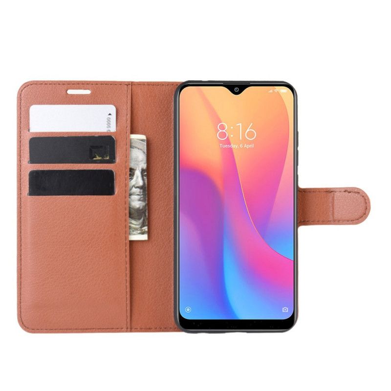 Nahkakotelo Xiaomi Redmi 8A Valkoinen Musta Puhelinkuoret Klassinen Tekonahka