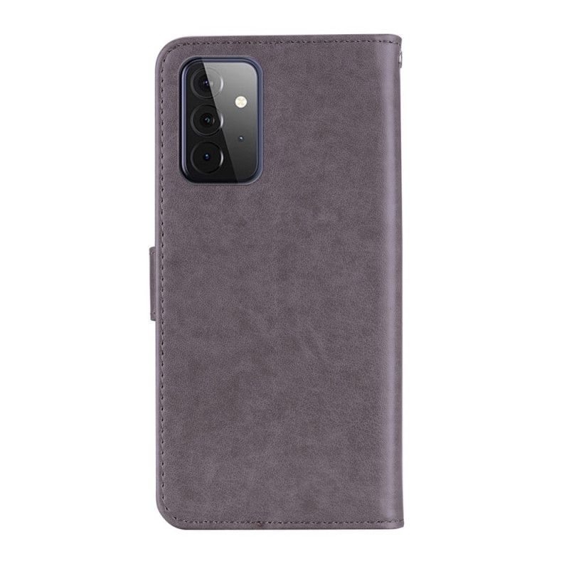 Flip Case Samsung Galaxy A72 4G / A72 5G Punainen Harmaa Pöllö Mandala Ja Viehätys