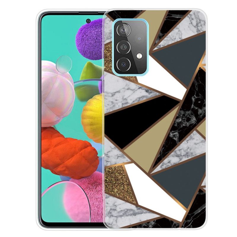 Kuori Samsung Galaxy A72 4G / A72 5G Valkoinen Musta Geometrinen Marmori