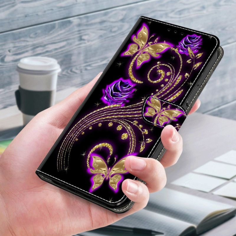 Kotelot Xiaomi 14 Pro Violetit Kukat Ja Perhoset Suojakuori