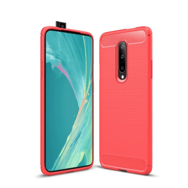 Case Kuoret OnePlus 7 Pro Punainen Musta Puhelinkuoret Harjattu Hiilikuitu