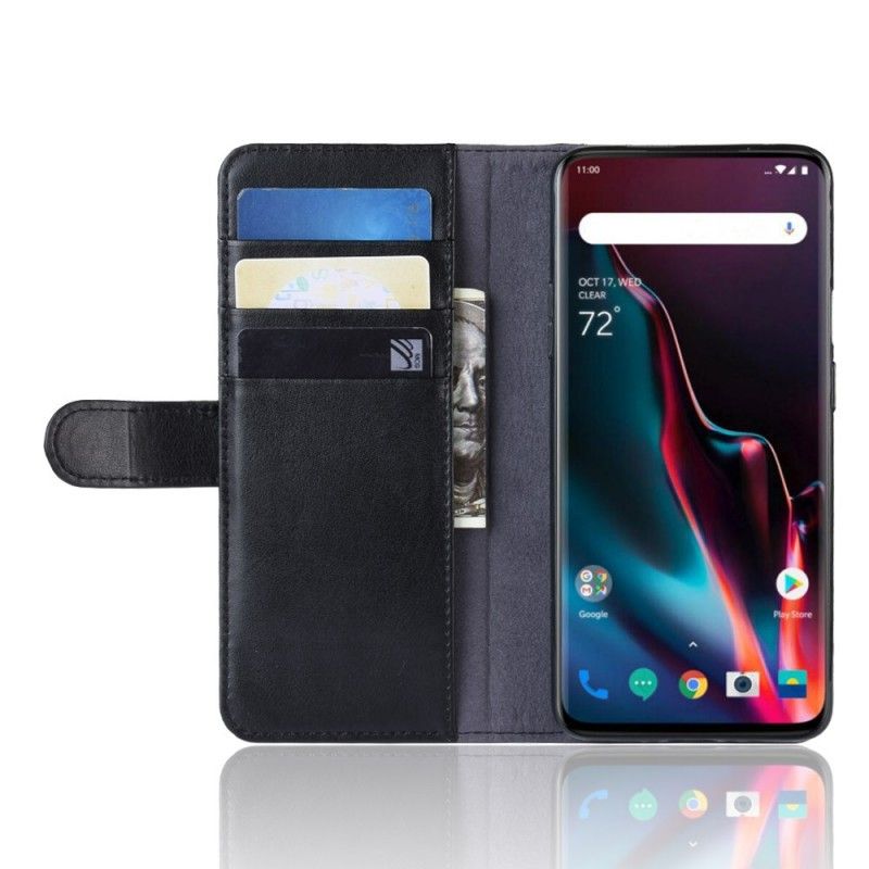 Kotelot OnePlus 7 Pro Musta Halkaistu Nahka Suojakuori