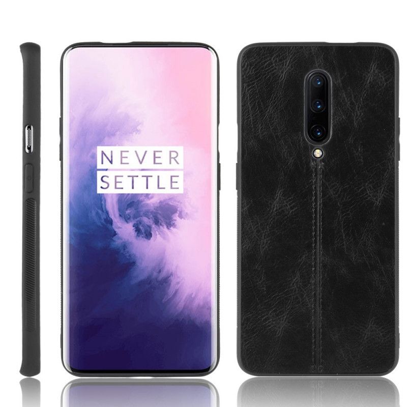 Kuori OnePlus 7 Pro Punainen Musta Ommeltu Nahkaefekti Suojakuori