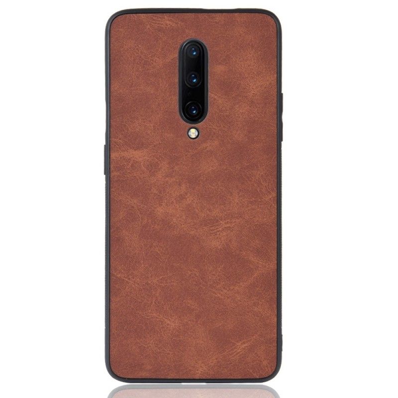 Kuori OnePlus 7 Pro Ruskea Musta Vintage-Tyylinen Nahkaefekti Suojakuori