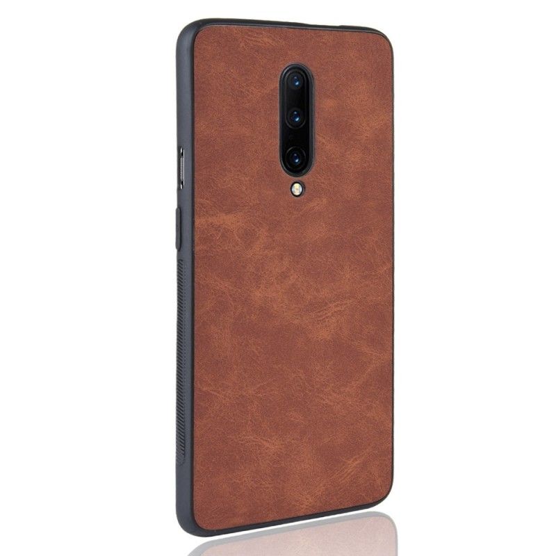 Kuori OnePlus 7 Pro Ruskea Musta Vintage-Tyylinen Nahkaefekti Suojakuori